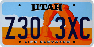 UT license plate Z303XC