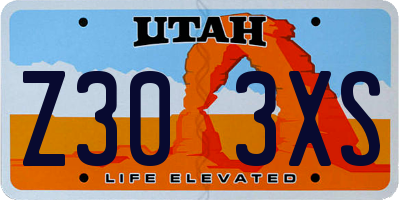 UT license plate Z303XS