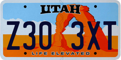 UT license plate Z303XT