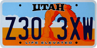 UT license plate Z303XW