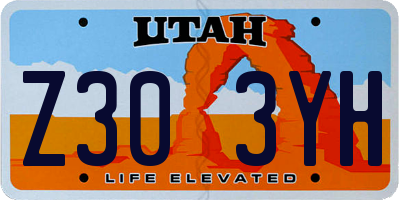 UT license plate Z303YH