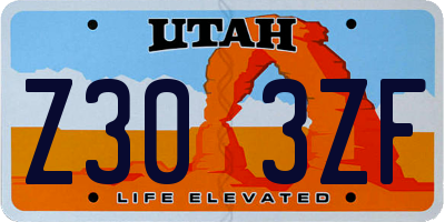 UT license plate Z303ZF