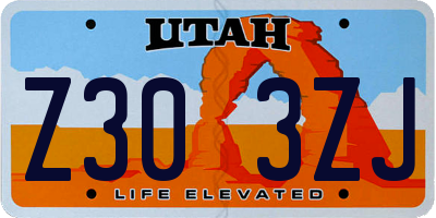 UT license plate Z303ZJ