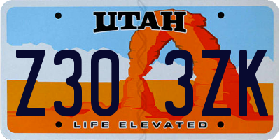 UT license plate Z303ZK