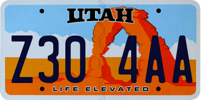 UT license plate Z304AA