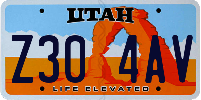 UT license plate Z304AV