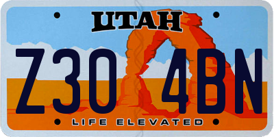 UT license plate Z304BN