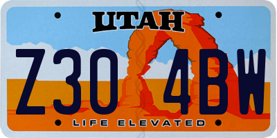 UT license plate Z304BW