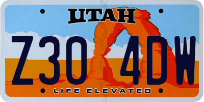 UT license plate Z304DW