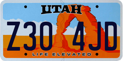 UT license plate Z304JD