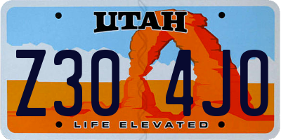 UT license plate Z304JO