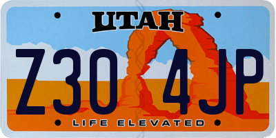 UT license plate Z304JP