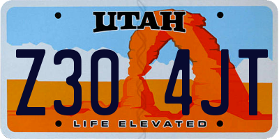 UT license plate Z304JT