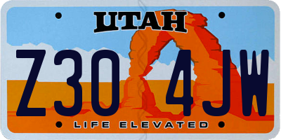 UT license plate Z304JW