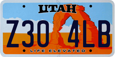UT license plate Z304LB