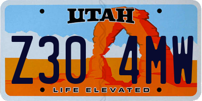 UT license plate Z304MW