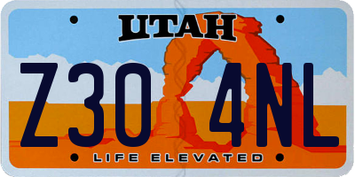 UT license plate Z304NL