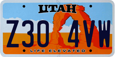 UT license plate Z304VW