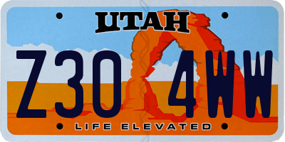 UT license plate Z304WW
