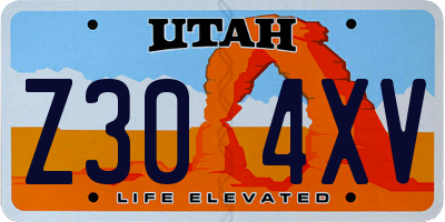 UT license plate Z304XV