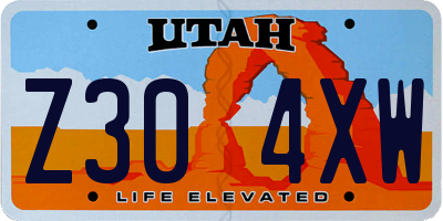 UT license plate Z304XW