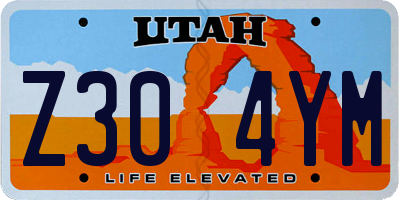 UT license plate Z304YM