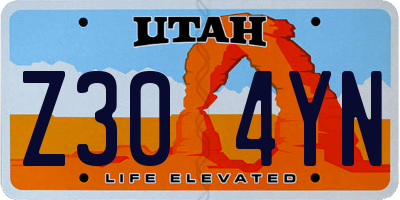 UT license plate Z304YN