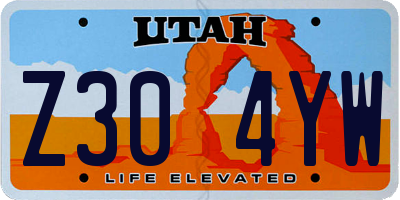 UT license plate Z304YW