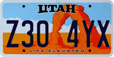 UT license plate Z304YX