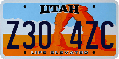 UT license plate Z304ZC