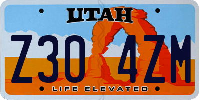 UT license plate Z304ZM