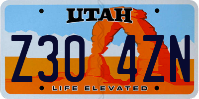 UT license plate Z304ZN
