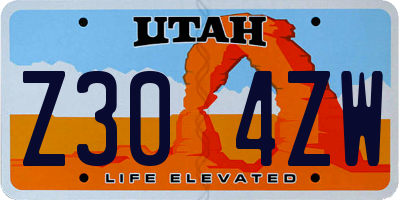 UT license plate Z304ZW