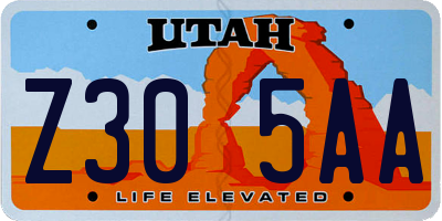 UT license plate Z305AA