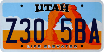 UT license plate Z305BA
