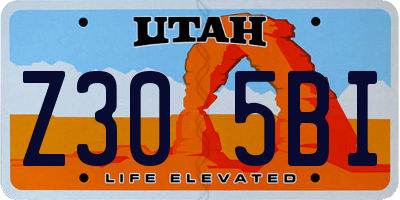 UT license plate Z305BI