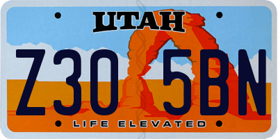 UT license plate Z305BN
