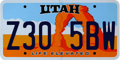 UT license plate Z305BW
