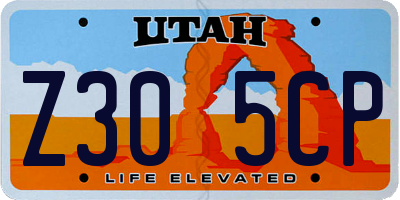 UT license plate Z305CP