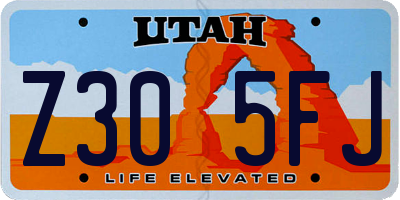 UT license plate Z305FJ