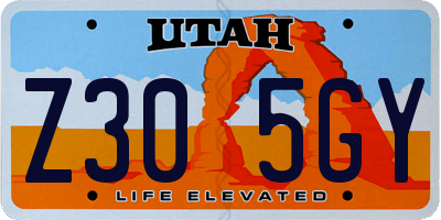 UT license plate Z305GY