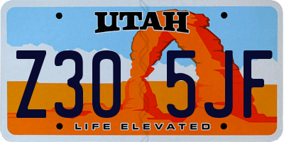 UT license plate Z305JF