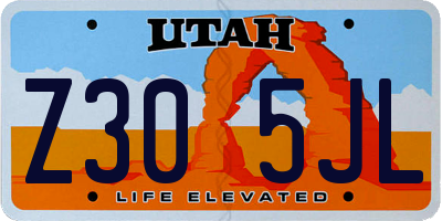 UT license plate Z305JL
