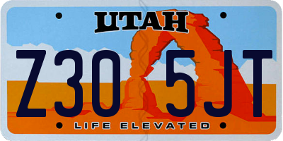 UT license plate Z305JT