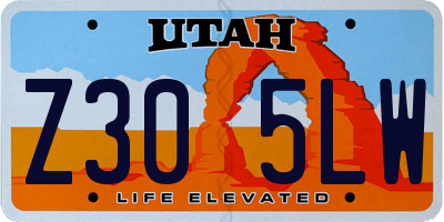 UT license plate Z305LW