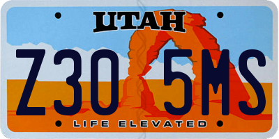 UT license plate Z305MS