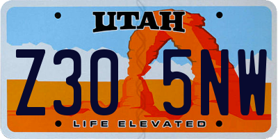 UT license plate Z305NW