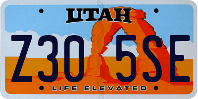 UT license plate Z305SE