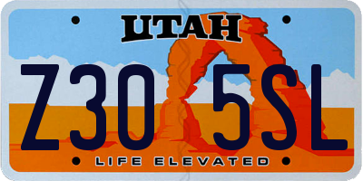 UT license plate Z305SL