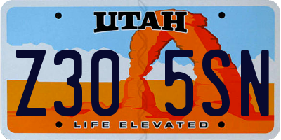 UT license plate Z305SN
